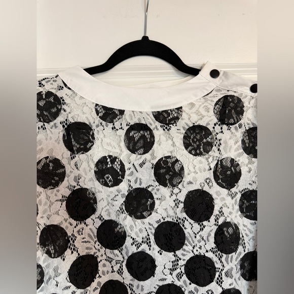 NWT Zara Lace Polka Dot Dress Black/White Size S - Picture 5 of 8